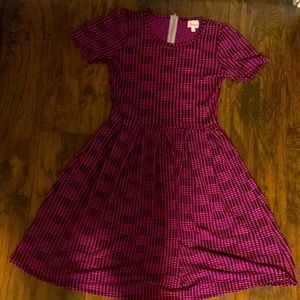 Black vintage dress with purple polkadots size small swing style dress